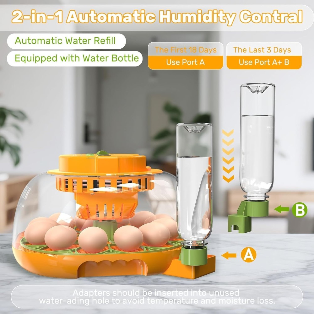 12 Egg Incubator with Automatic Turn, Humidity Control, Egg Candler for Chicken