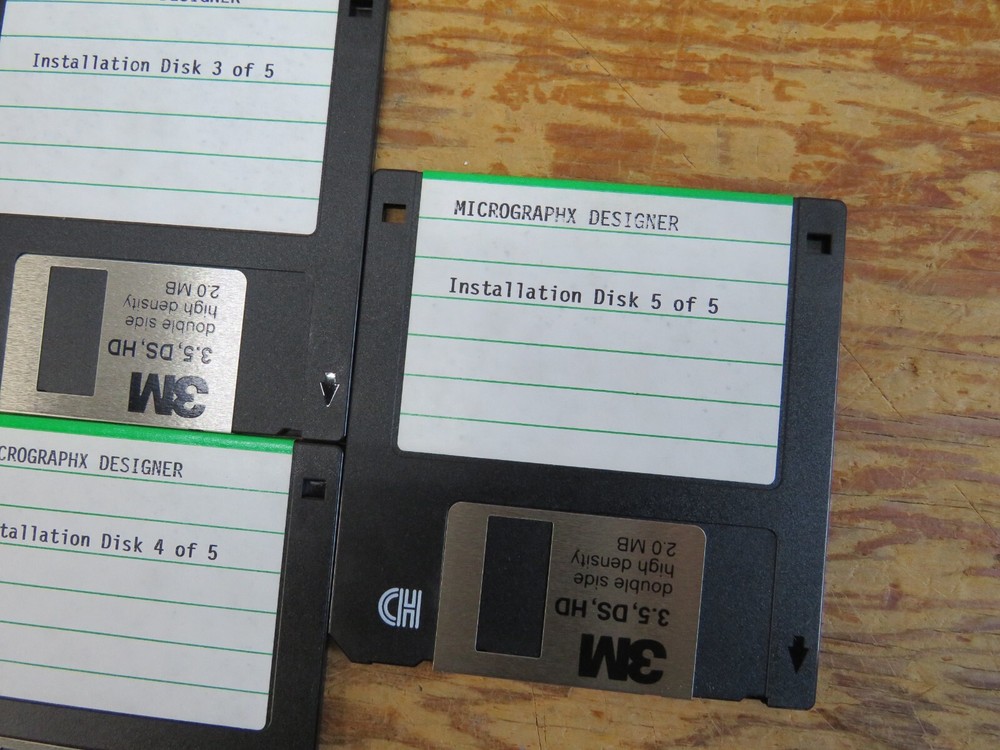 Vintage 1987-1990 Micrografx Designer Installation Disks 1-5