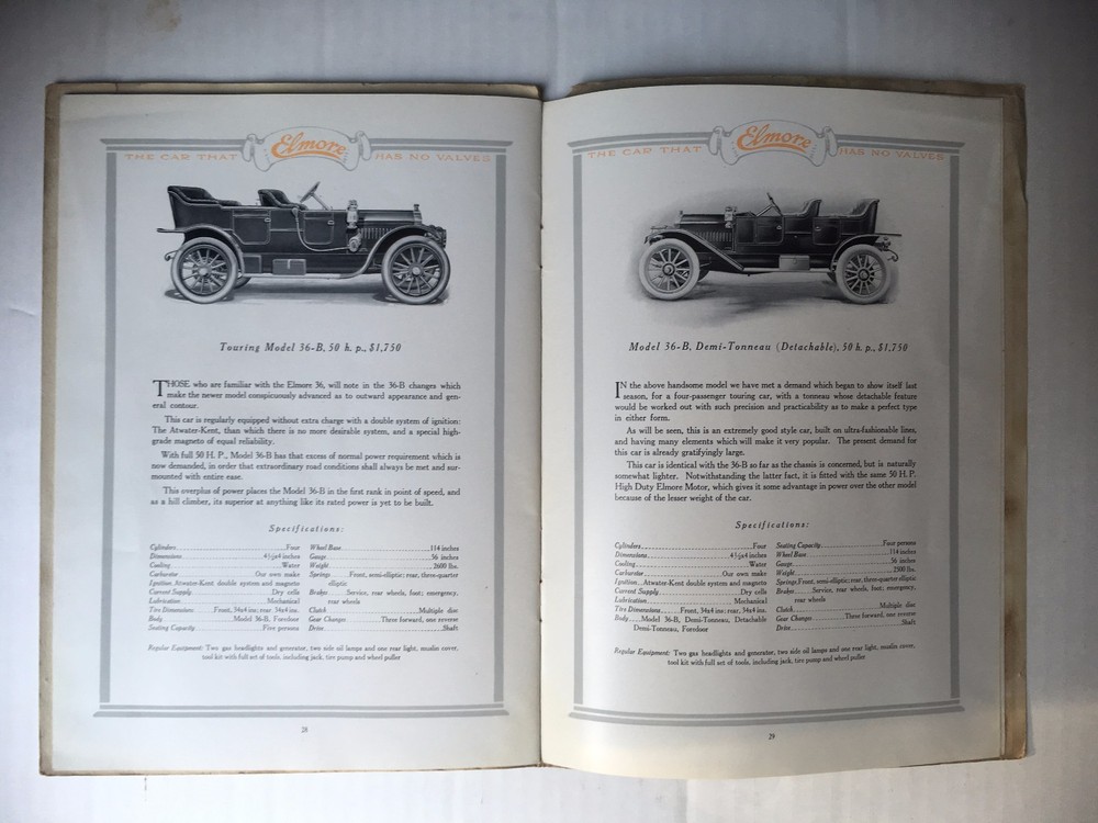 ORIGINAL 1911 ELMORE AUTOMOBILES CATALOG