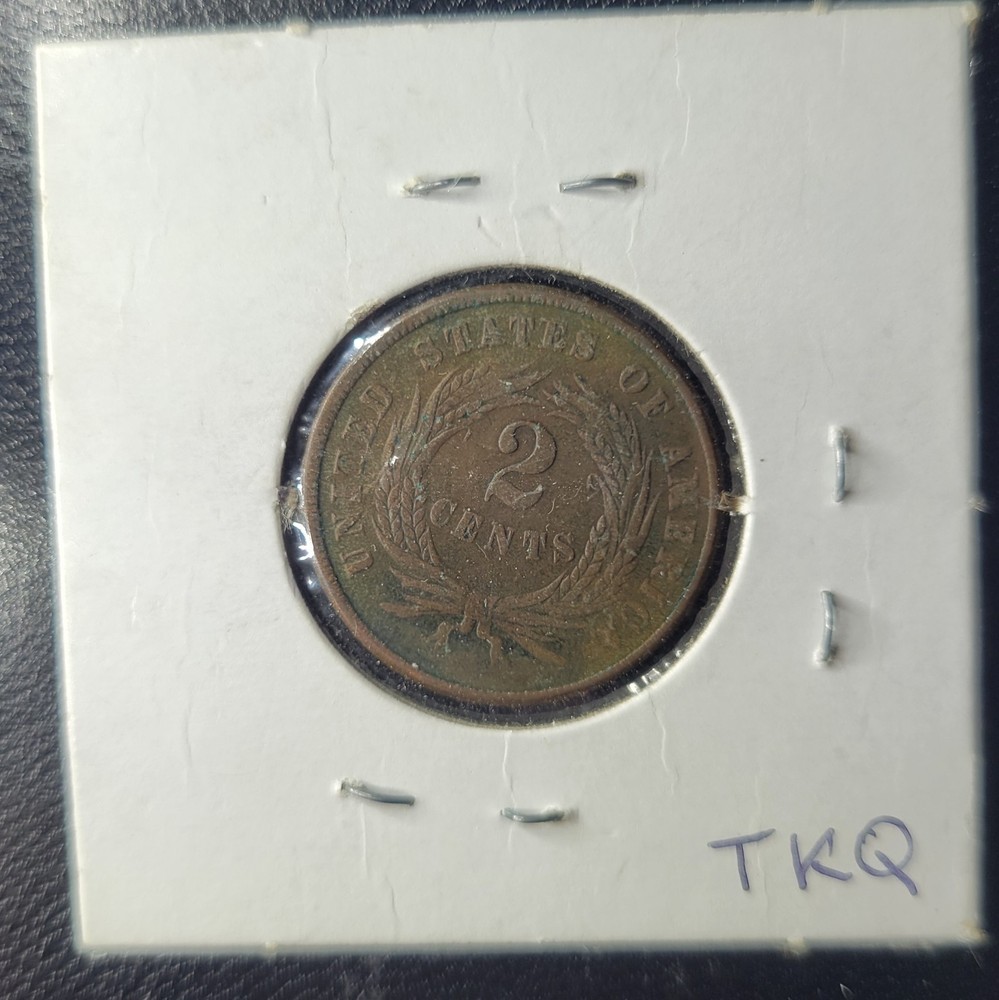 1865 Fancy Five Two Cent Piece. Good. Philadelphia Mint.