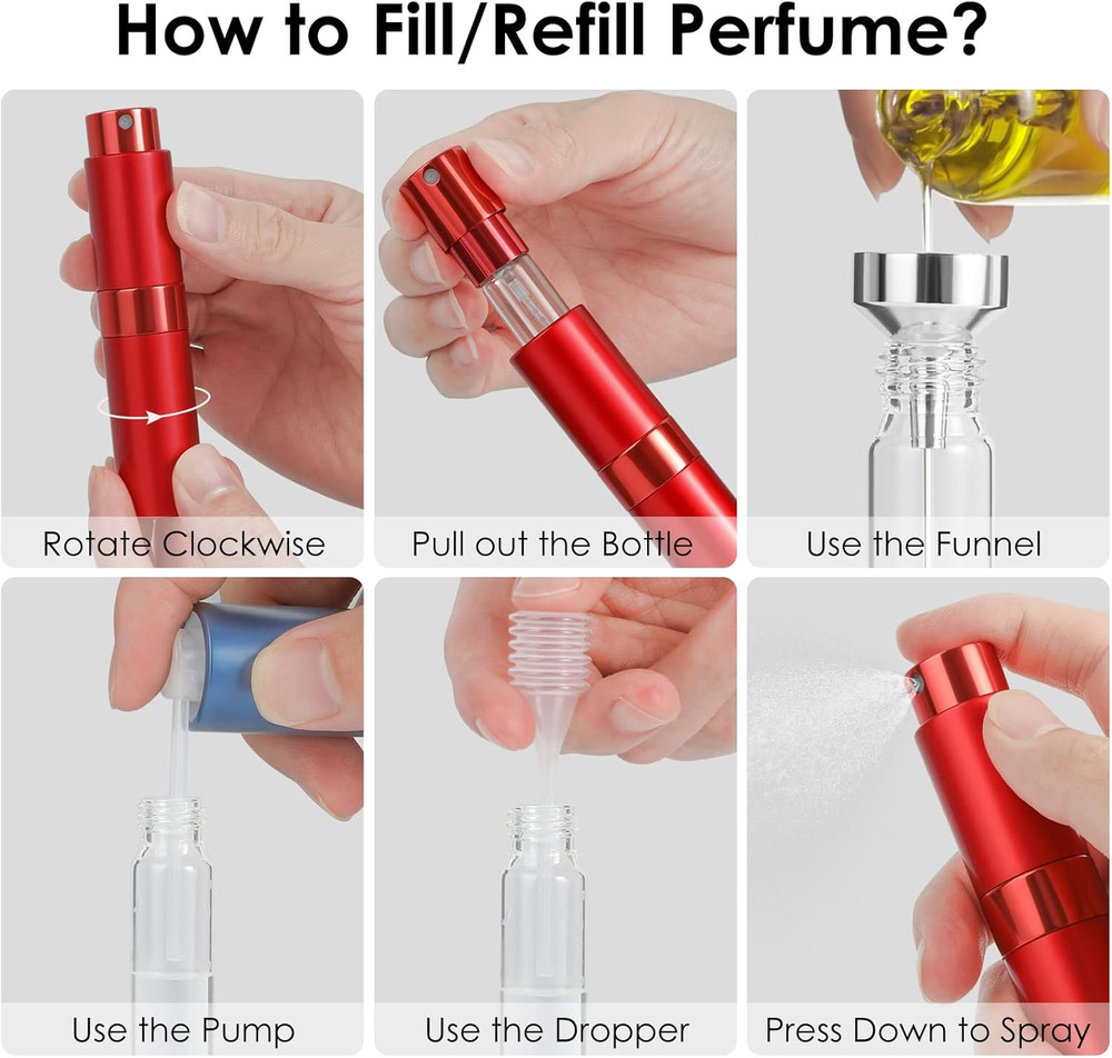8Ml Travel Atomizer Bottles, Refillable Mini Fragrance Bottles, Empty Cologne Sp