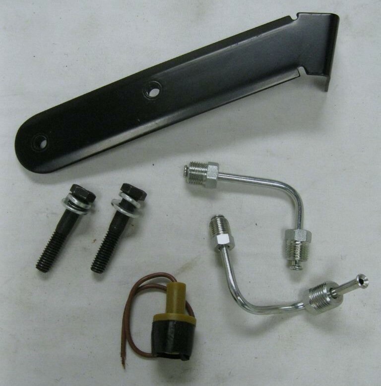 Black Proportioning Valve Driver Side Mounting Bracket + SS 9/16" & 1/2" Lines