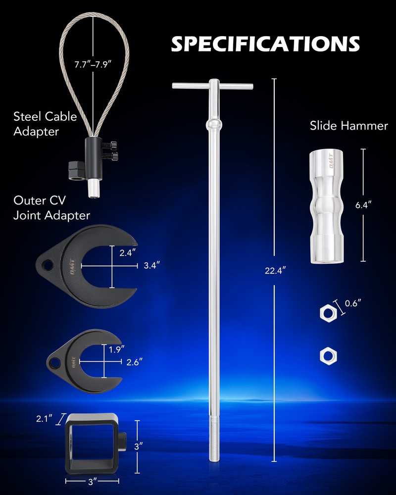 OMT CV Joint Puller Slide Hammer Inner Outer CV Axle Half Shaft Removal Tools