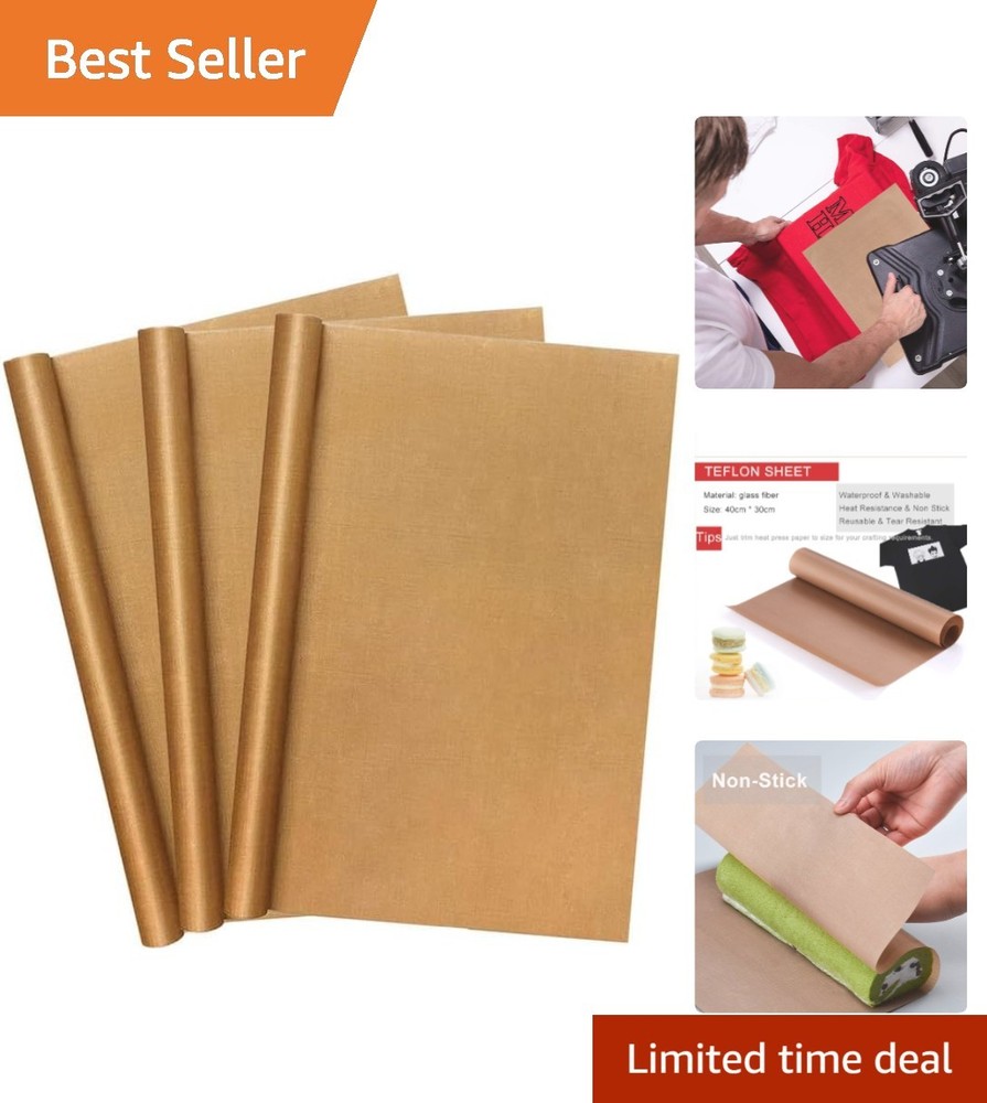 High-Temperature Nonstick Teflon Sheets 16x12" - 3 Pack for Crafting & Cooking