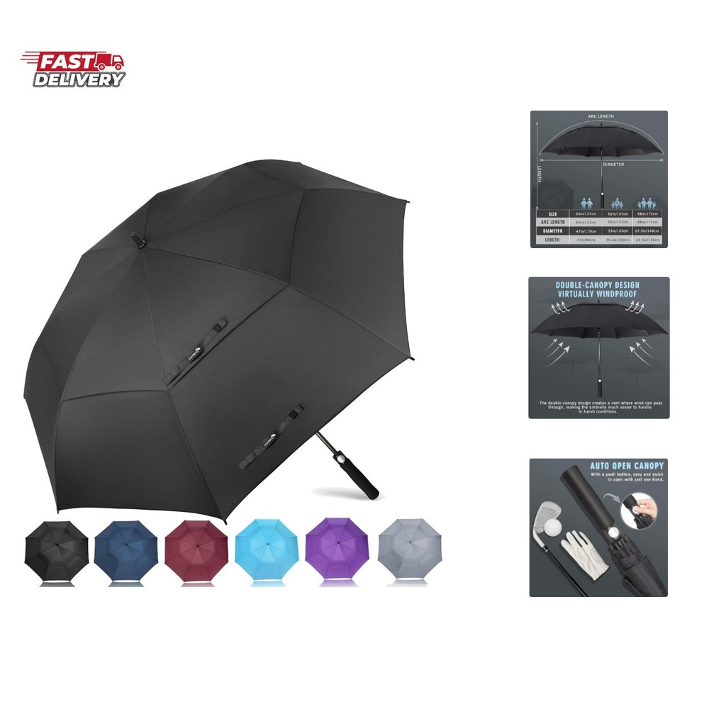 Golf Umbrella Windproof, Extra Large Oversized Heavy Duty Double Canopy for R...
