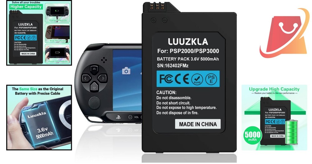 5000mAh Battery Replacement for PSP 2000/3000 High Capacity Rechargeable