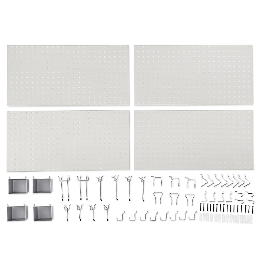 Amazon Basics Rectangular Metal Pegboard Wall Organizer, Tool Storage Organiz...