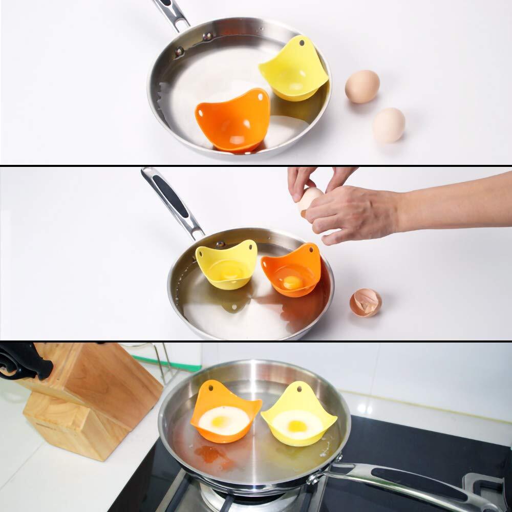 4pcs Silicone Egg Poacher Cups Compatible with Various Cooking Methods