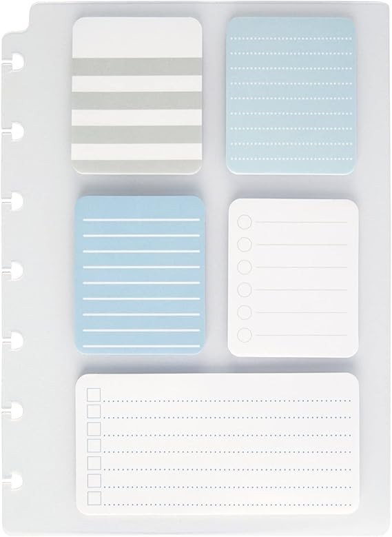 TUL Discbound Lined 5 Sticky Note Pads, 25 Sheets Per Pad Assorted Colors
