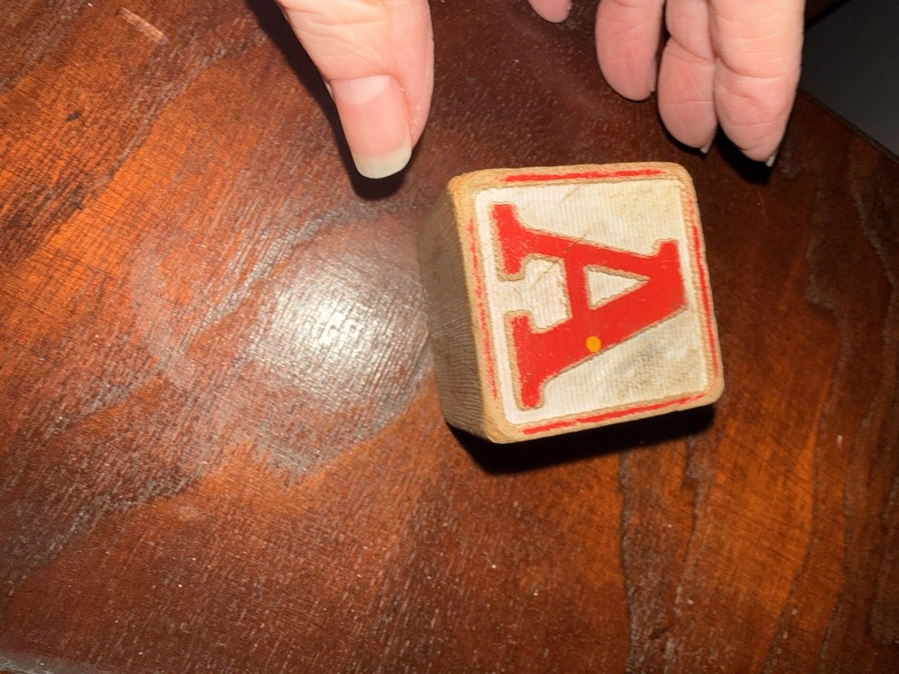 Vintage 1960s Playskool Wooden Alphabet Blocks Wagon Pull Toy Complete