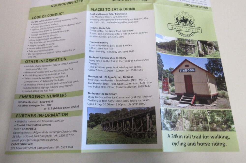 Camperdown to Timboon Rail Trail - 12 Panel Map and Guide - Railway - Victoria
