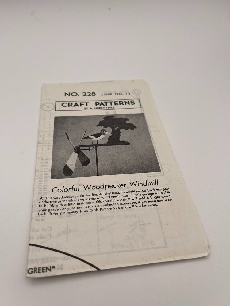 Neely Hall Pattern #238 Colorful Woodpecker Windmill