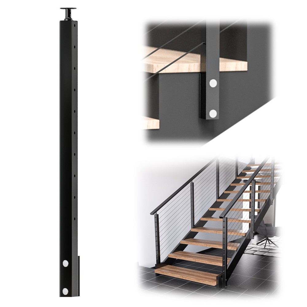 Muzata 36''x2''x2'' Side Mount Cable Railing Post Fit for 25-35 Degrees PF01