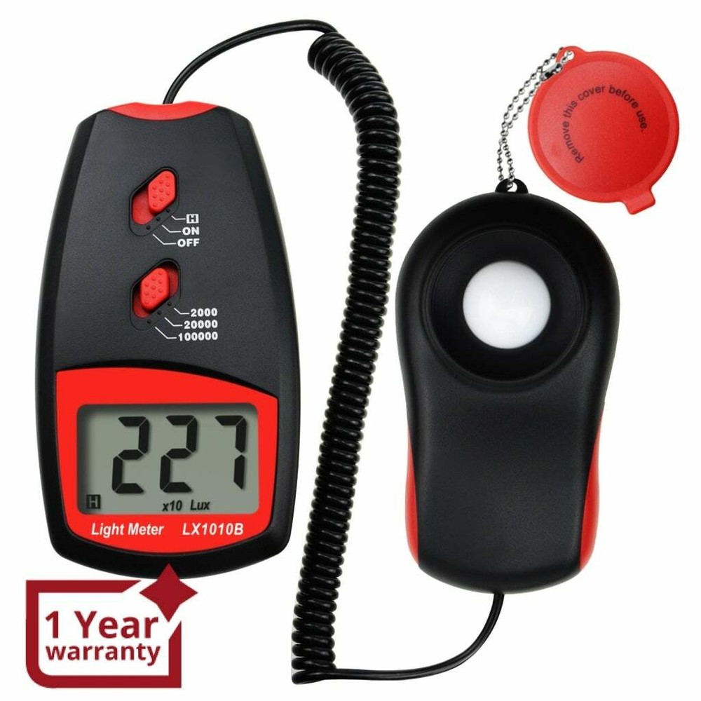Digital Light Meter Luxmeter 0~100,000 Lux w/ Selectable Range x1 x10 x100 Great