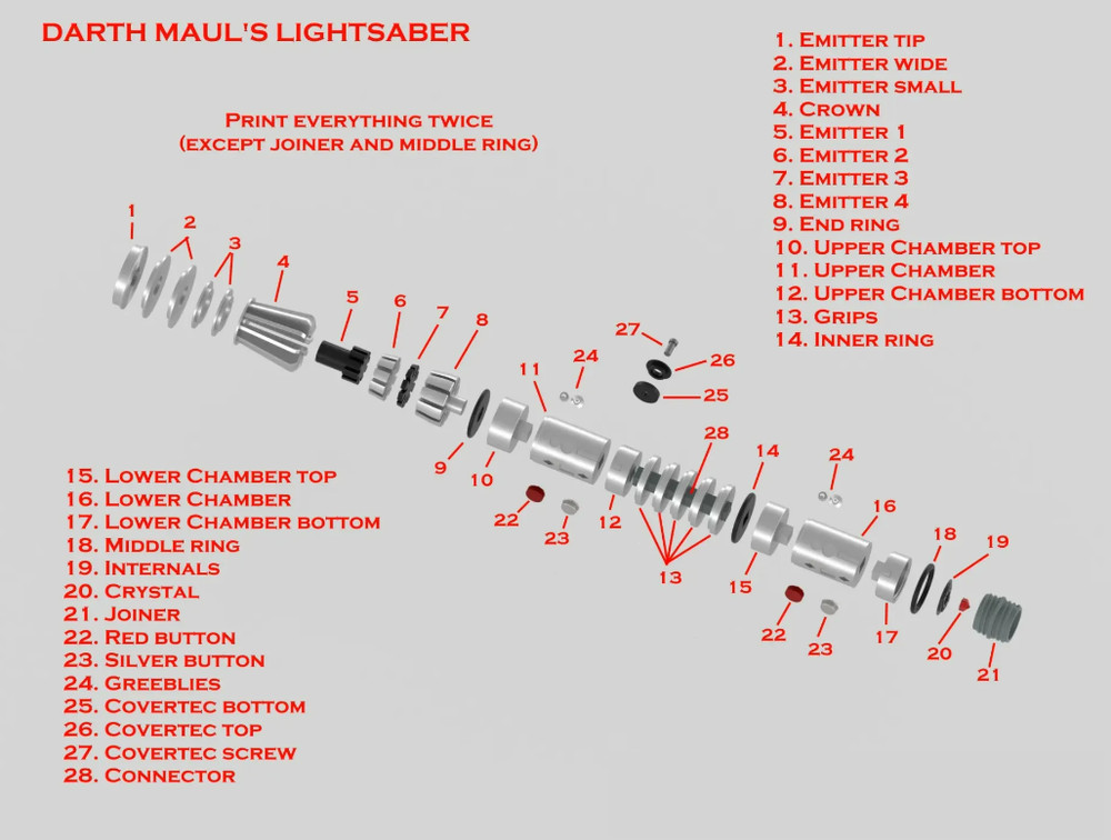 3D PRINTED - STAR WARS - DARTH MAUL LIGHTSABER BASE