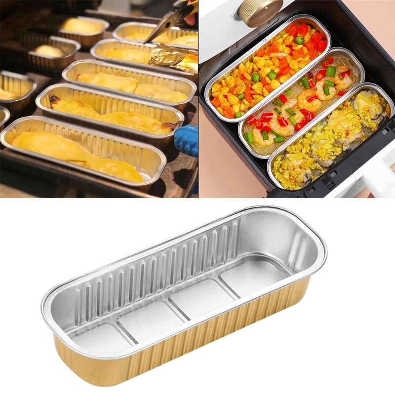 5 Pack Aluminum Foil Trays Thickened Tin Foil Boxes Rectangular Containers