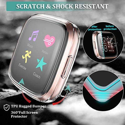 Ultra Thin Screen Protector Case Compatible with Fitbit Versa 2, 3 Clear*3