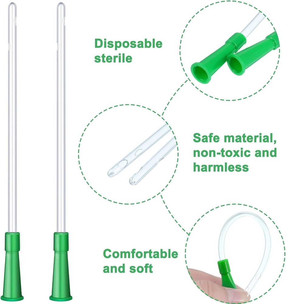 PVC Enema Tubes Kit 14FR 30 Pcs Clear Flexible Rounded End Replacement