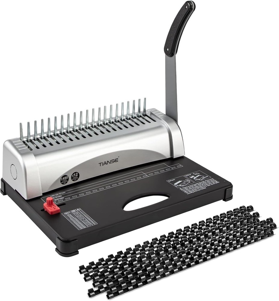 21-Hole Comb Binding Machine with 100pcs Spines - Binds 450 Sheets Effortlessly