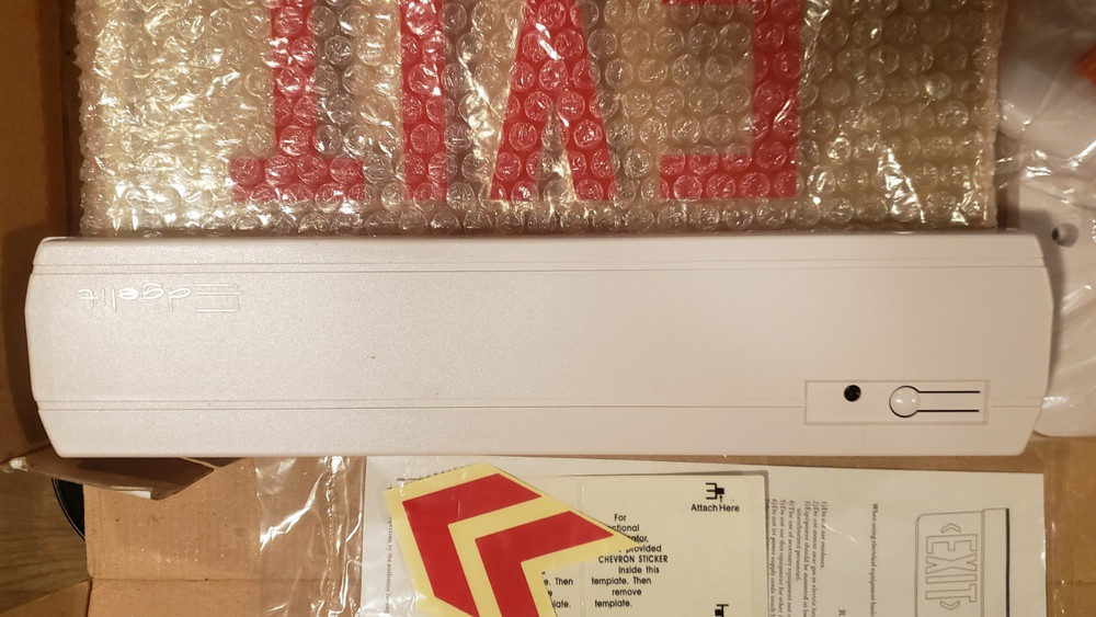 LED Edge Lit Exit Light Sign Battery Backup 3 mounts included - Red