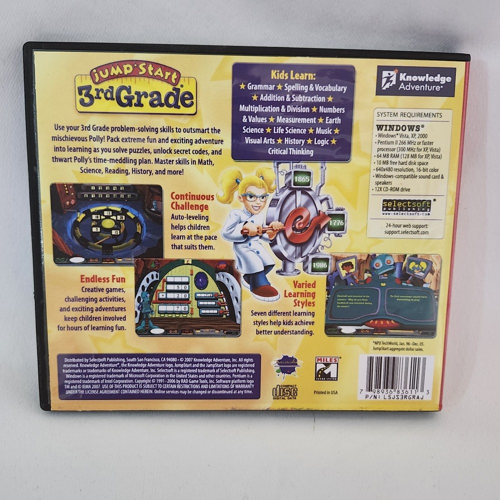 JumpStart 3rd Grade Age 7-9 Knowledge Adventure PC CD-ROM Education School Game