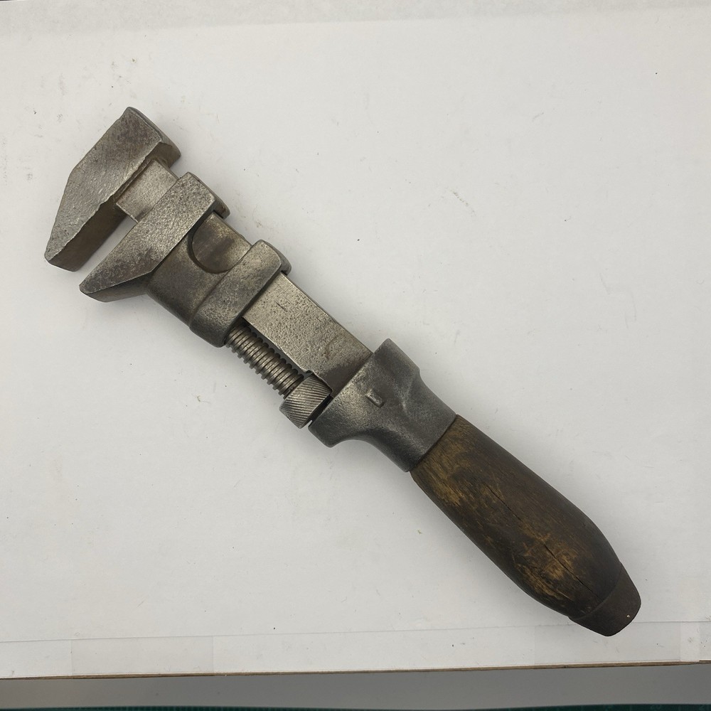 Antique Wood Handled Pipe Wrench 9"