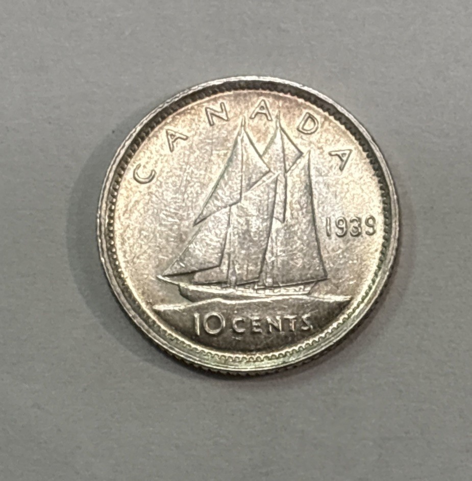 1939 Canada Silver! 10 Cent! ENN Coins