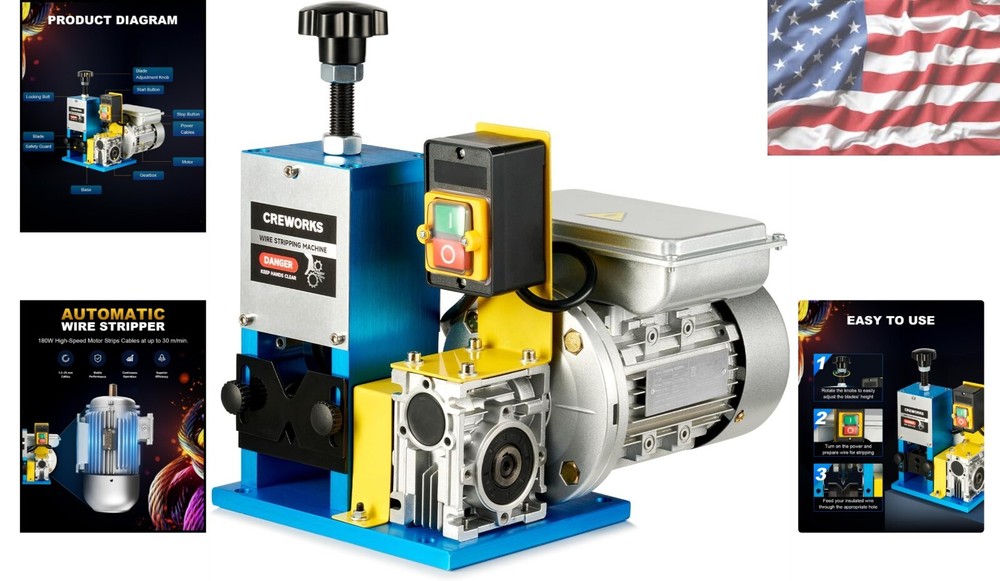 Precision Automatic Wire Stripper - 5 Channel Tool for 0.06''-1'' Copper Waste