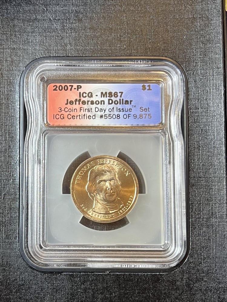 2007 P, D & S U.S. Mint Presidential Dollar Program Thomas Jefferson CERTIFIED