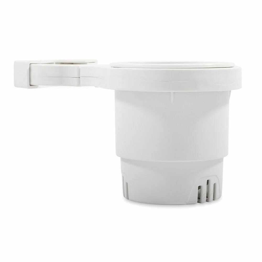 Camco Rail Mounted Cup Holder Small Clamp White #53086