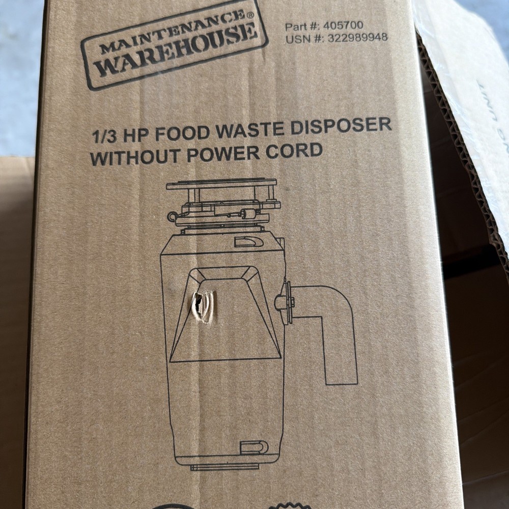 Maintenance Warehouse Garbage Disposal 1/3 HP 405700 without cord