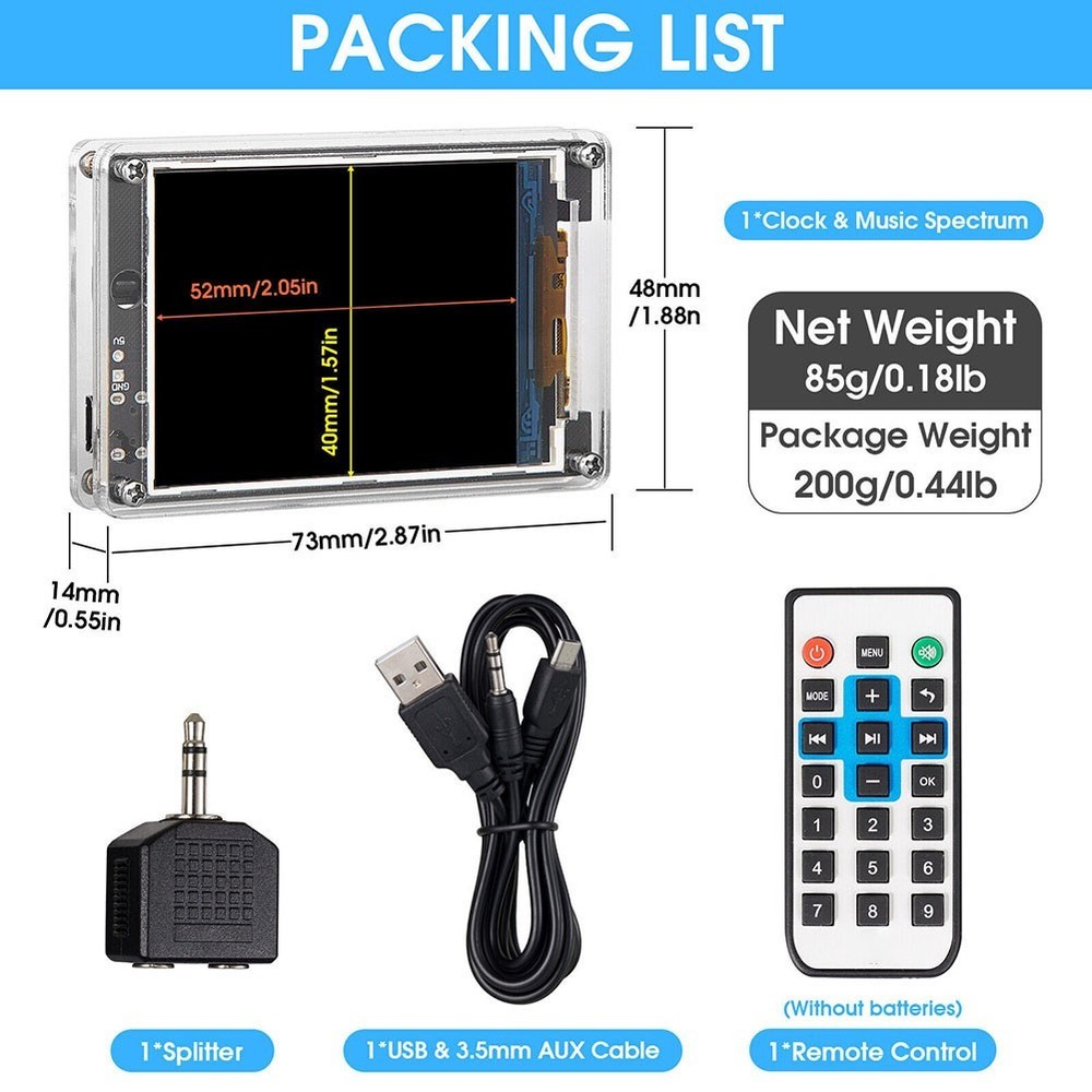 Customizable Music Visualization Display with Integrated LCD Time Features