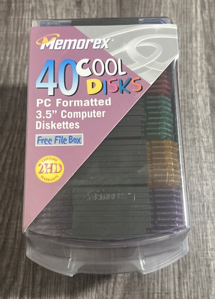 Memorex 40 Pack Cool Disks 3.5” Diskettes PC Formatted Computer Sealed