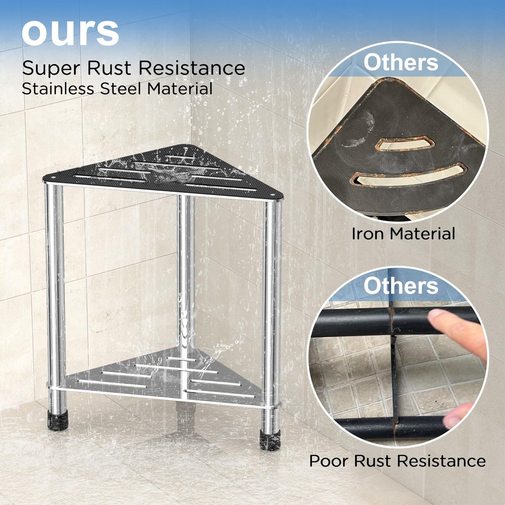 LarFaFa Stainless Steel Shower Stool for Inside Shower, Medium, Silvery