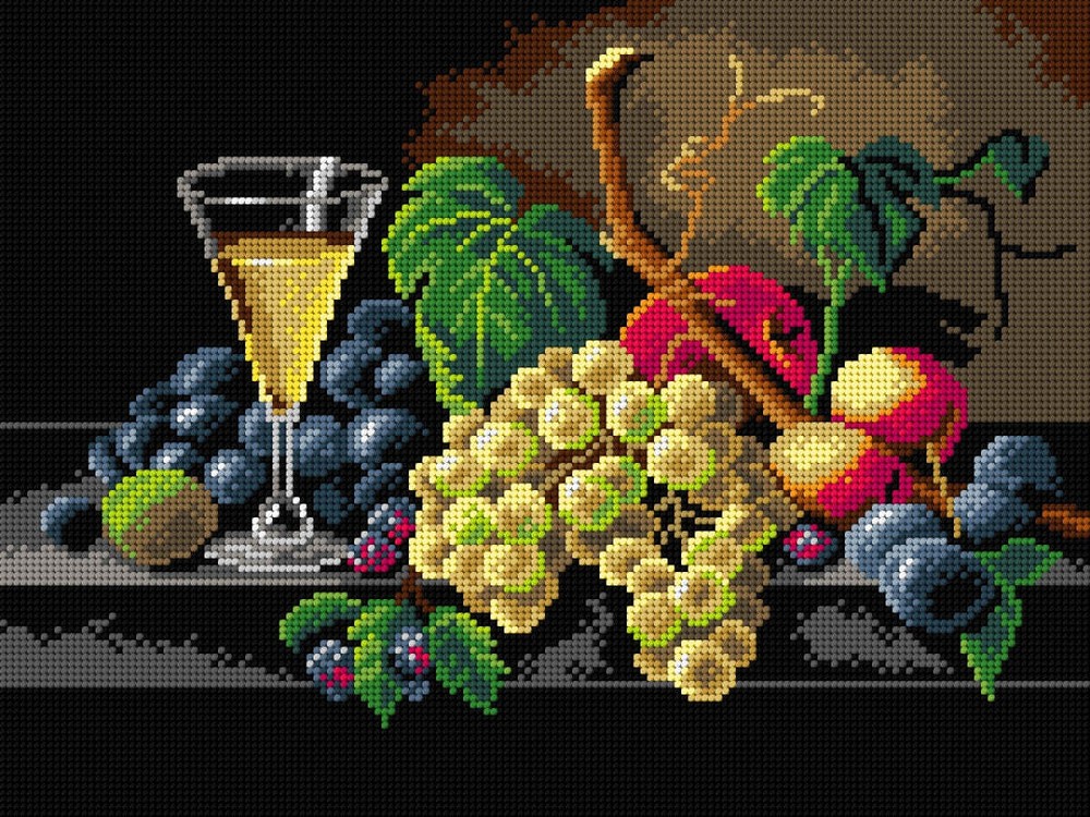 Orchidea Needlepoint canvas for halfstitch without yarn after Severin Roesen ...