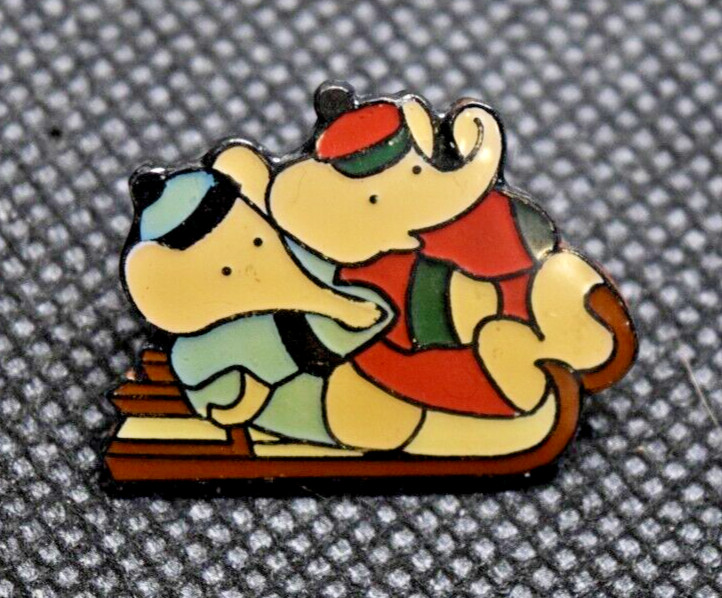 Elephants Sledding Ski Pin