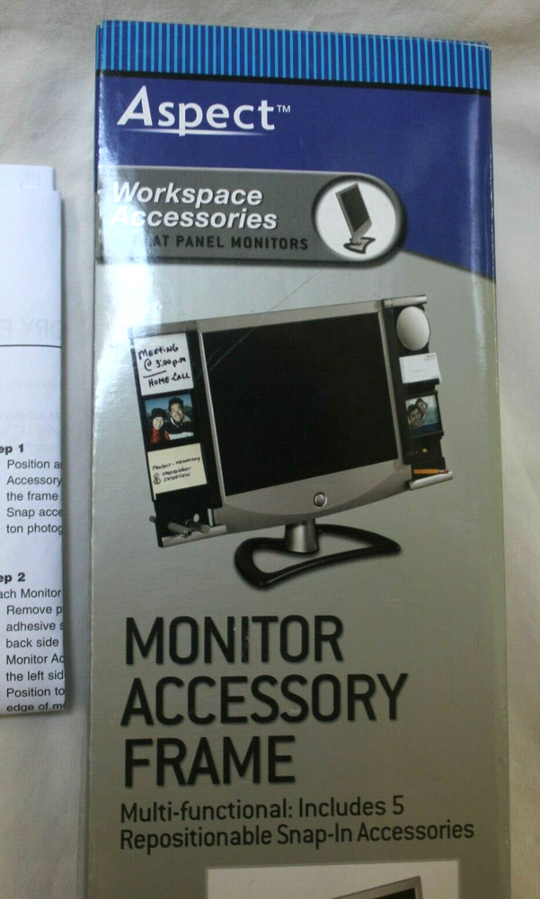 Monitor Mount Document Clip Computer Accessory Frame mirror note holder card vtg