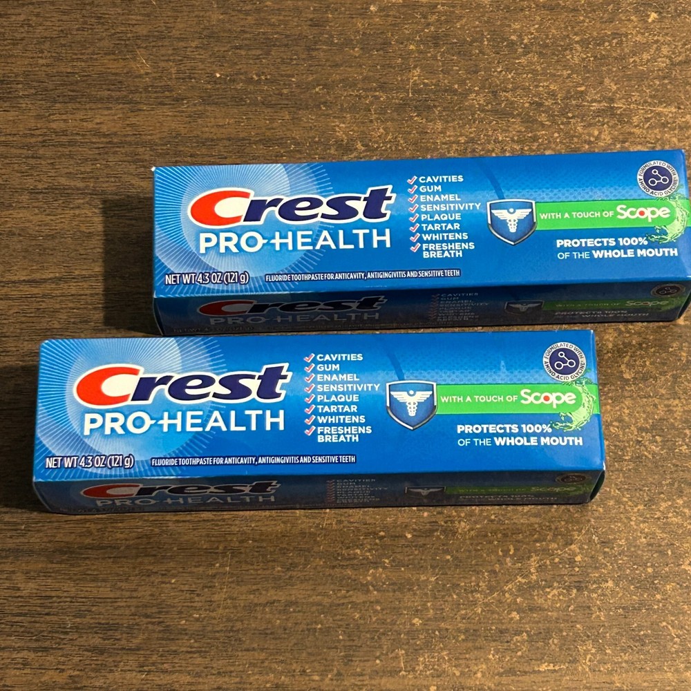 2 pack Crest ProHealth w Scope 4.3 oz Fluoride Toothpaste