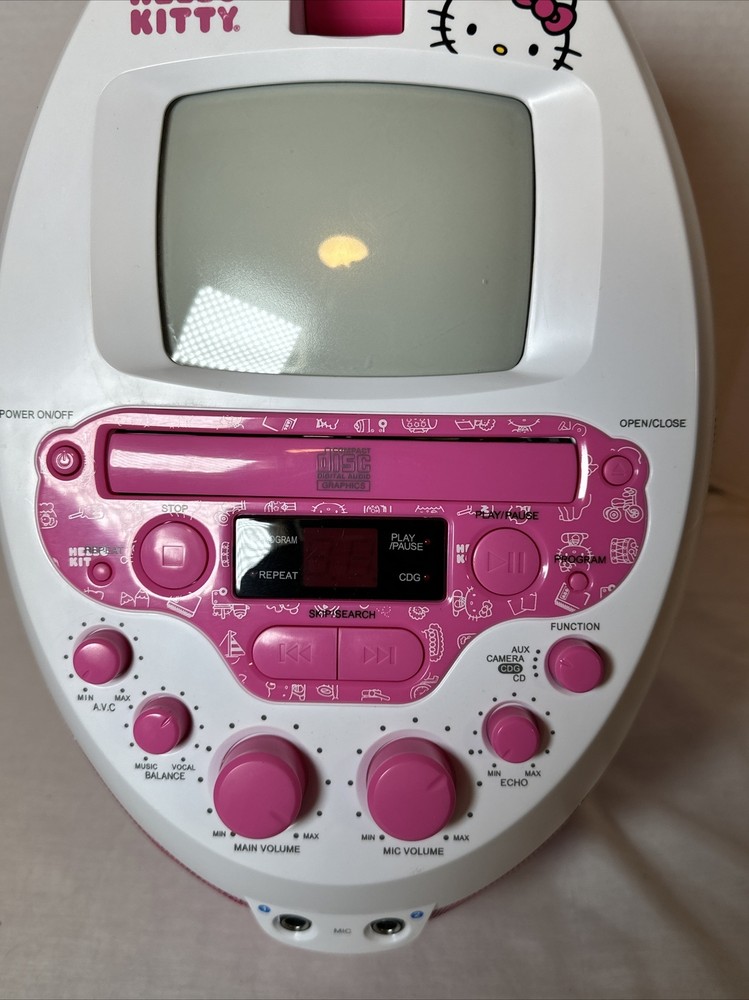 Hello Kitty 68109 CD Karaoke System with 5 Inch Screen Tested Working Complete