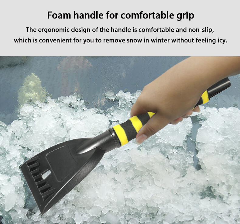 1Pc 2-in-1 Ice Scraper with Brush for Car Windshield Snow Remove Cleaner Black