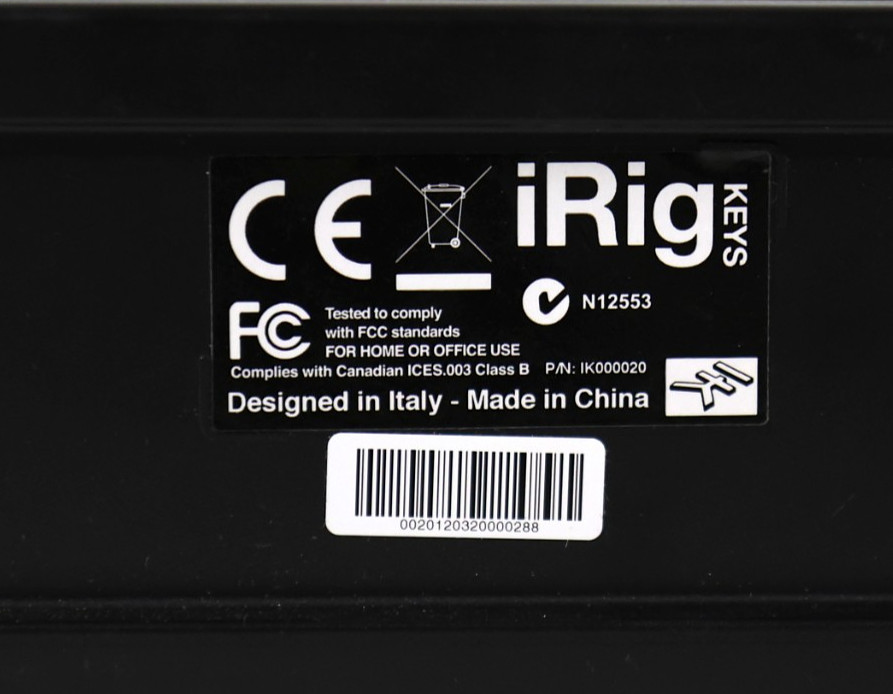 IK Multimedia iRig Keys 37-Key Mobile MIDI Keyboard Controller - Untested