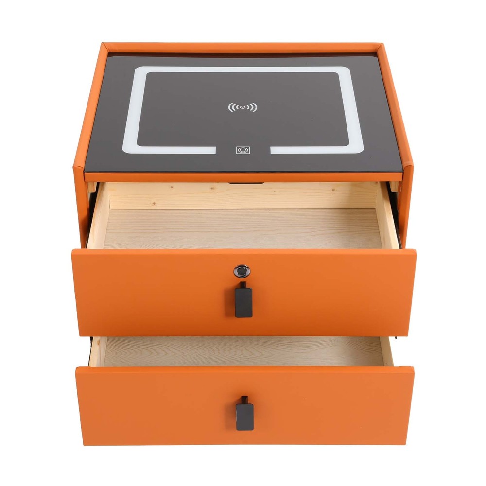 Bluetooth Speaker Smart Bedside Table with 3Color Light, USB & Wireless Charging