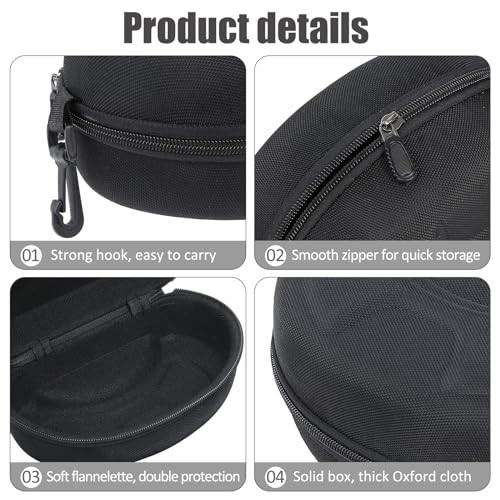 4-Pack EVA Hard Ski Goggle Case - Snowboard Goggles Storage Holder, Black