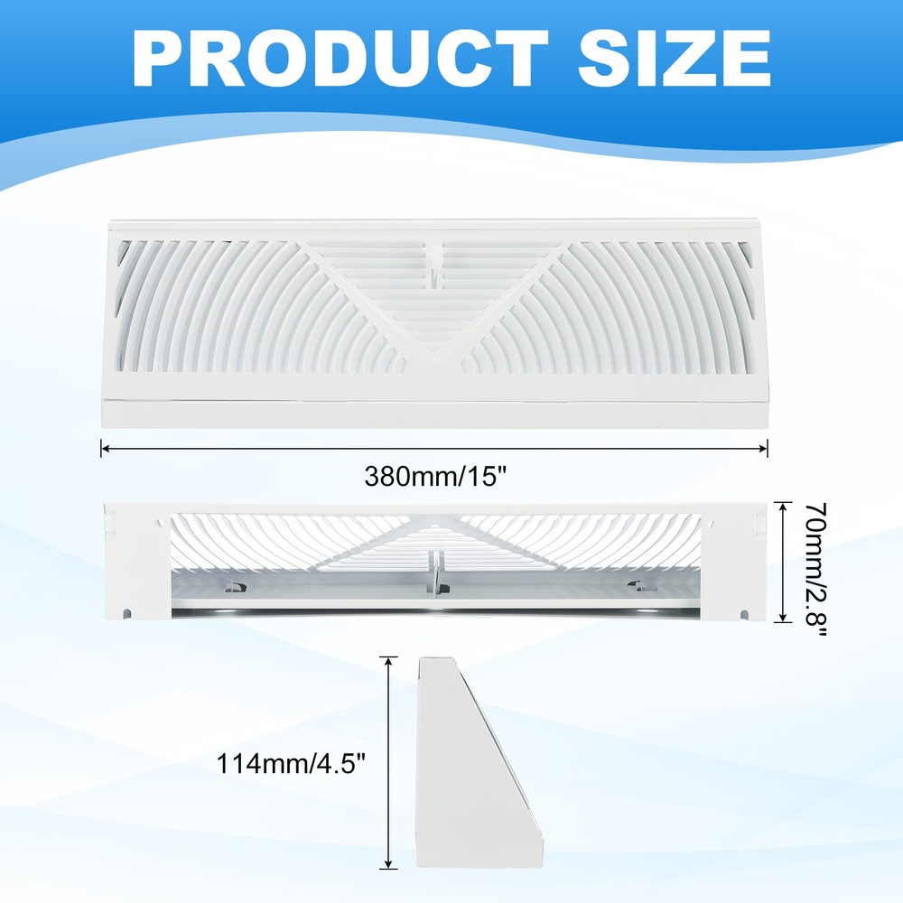 Skirting Board Register, 15 Inch Grid for White Floor Diffuser