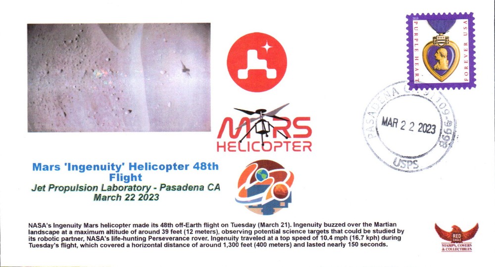 2023 Mars 'Ingenuity' Helicopter 48th Flight Pasadena 22 March