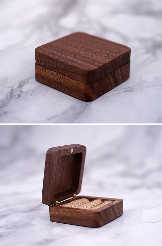 10PC Walnut Wooden Ring Box - Model 3 - BLANK
