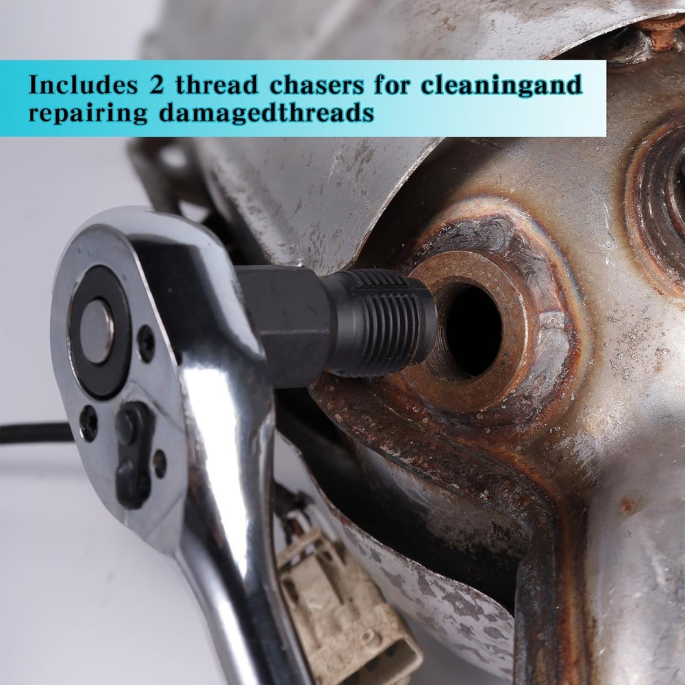 5-Piece Forged O2 Oxygen Sensor Socket & Thread Chaser Set – Automotive Tool...
