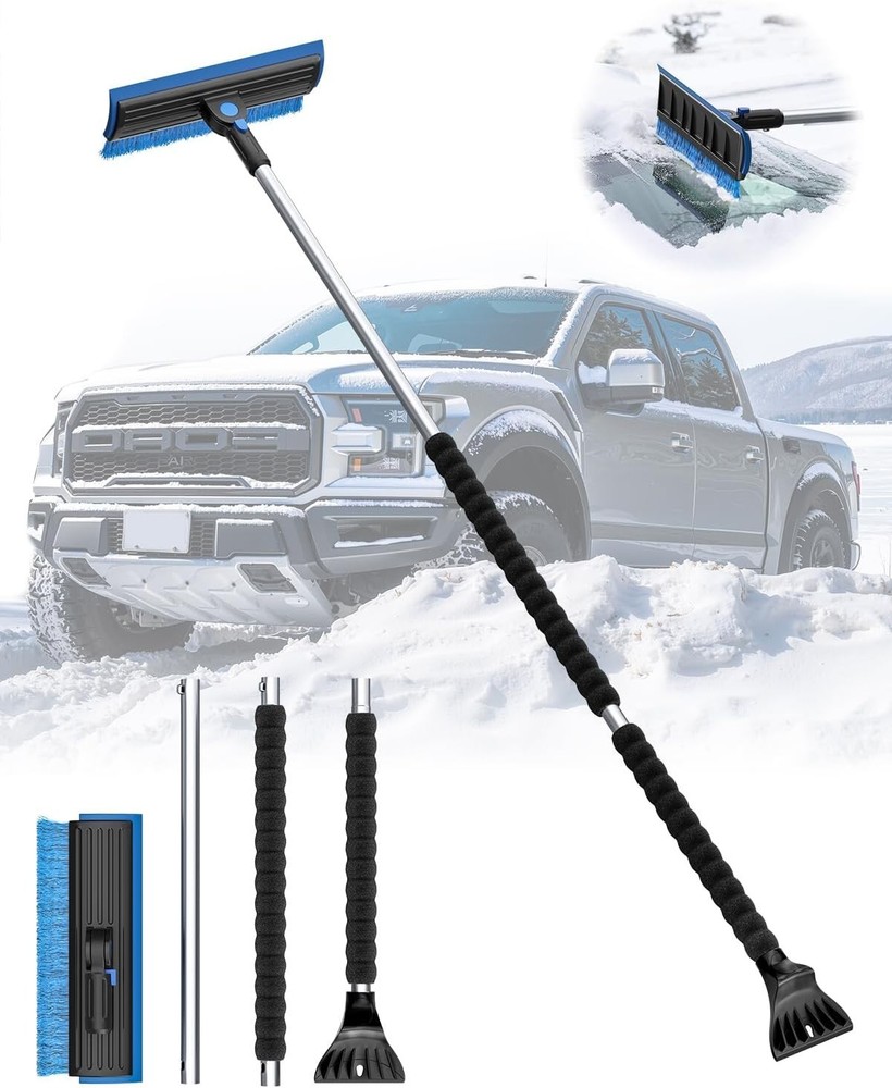 2025 Extra Long 55.7" Ice Scrapers for Car Windshield Multi-Functional Detach...