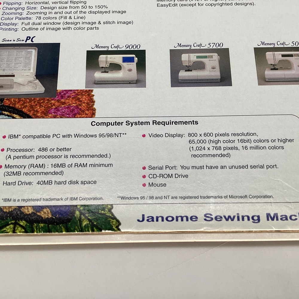 Janome Customizer 2000 Customizing Software Disc Only