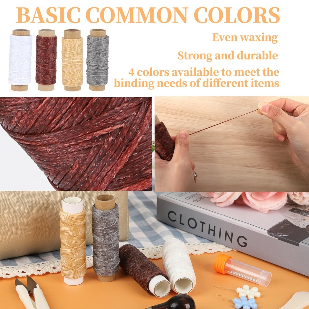 39PCS Bookbinding Tools Kit Bone Folder Waxed Thread Awl Needles for DIY Repair